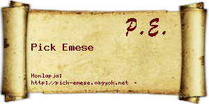 Pick Emese névjegykártya
